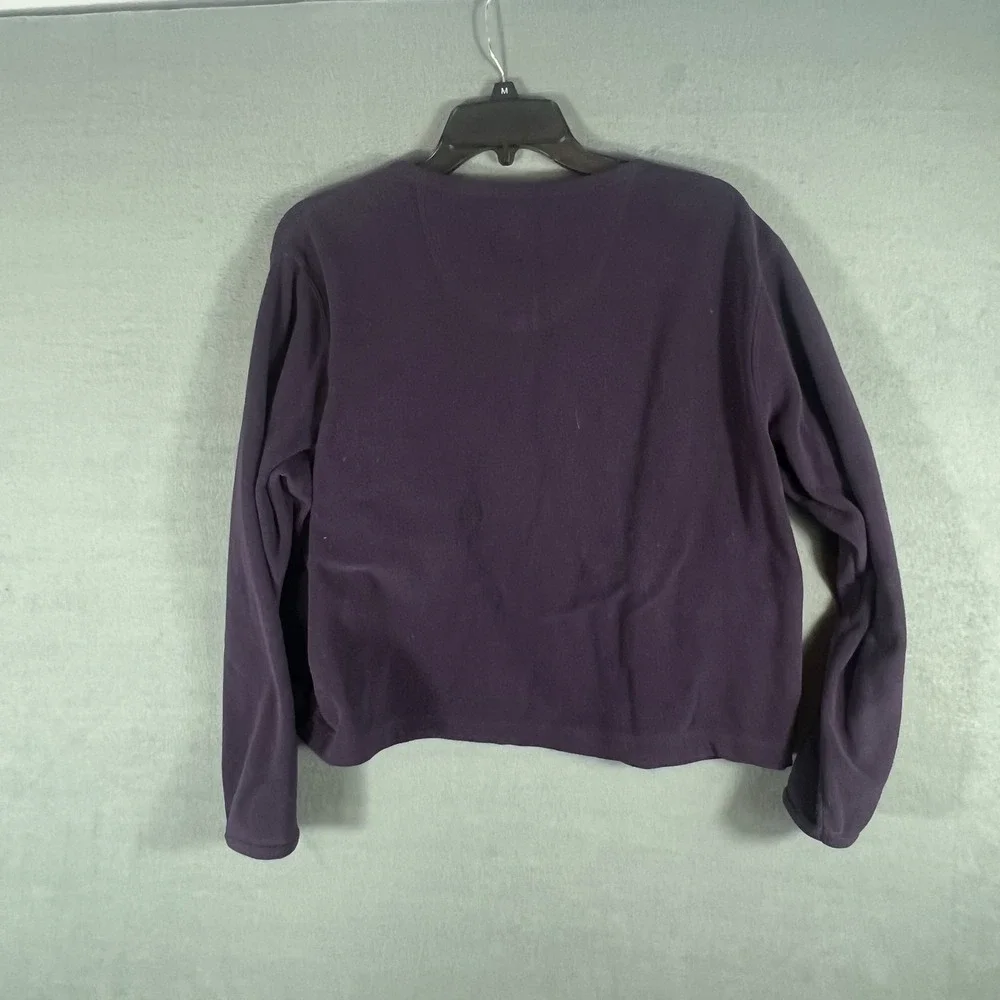Eddie Bauer Women's Large Purple Fleece Snap Button Cardigan Sweater